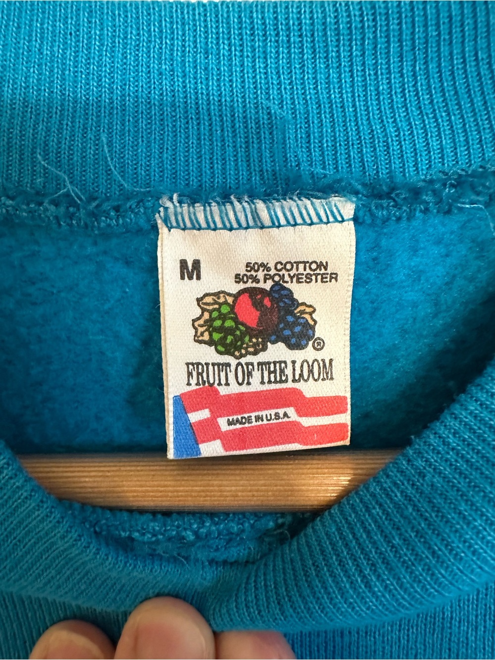 VTG Women’s Teal Fruit Of The Loom Crewneck Sweatshirt M Southwestern Pottery - Picture 4 of 6